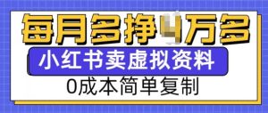 小红书虚拟资料项目，0成本简单复制，每个月多挣1W-小本创业副业项目推荐_零成本在家赚钱项目_中赚网