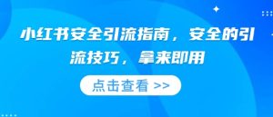 小红书安全引流指南，安全的引流技巧，拿来即用-小本创业副业项目推荐_零成本在家赚钱项目_中赚网