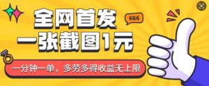 全网首发，一张截图1块钱，一分钟一单，多劳多得，收益无上限-小本创业副业项目推荐_零成本在家赚钱项目_中赚网