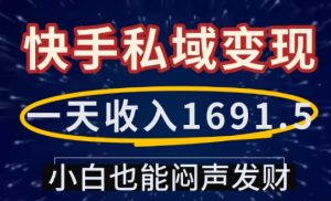 一天收入1691.5，快手私域变现，小白也能闷声发财-小本创业副业项目推荐_零成本在家赚钱项目_中赚网