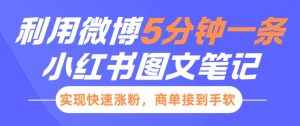 小红书利用微博5分钟一条图文笔记，实现快速涨粉，商单接到手软-小本创业副业项目推荐_零成本在家赚钱项目_中赚网