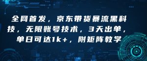 全网首发，京东带货暴流黑科技，无限账号技术，3天出单，单日可达1k+，附矩阵教学-小本创业副业项目推荐_零成本在家赚钱项目_中赚网