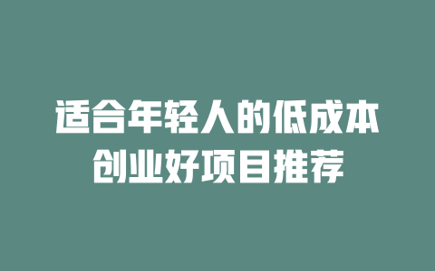 适合年轻人的低成本创业好项目推荐-小本创业副业项目推荐_零成本在家赚钱项目_中赚网