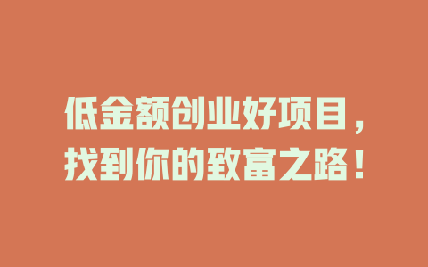 低金额创业好项目，找到你的致富之路！-小本创业副业项目推荐_零成本在家赚钱项目_中赚网