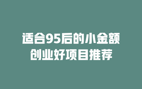 适合95后的小金额创业好项目推荐