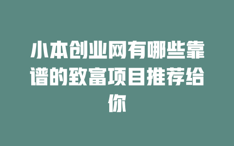 小本创业网有哪些靠谱的致富项目推荐给你-小本创业副业项目推荐_零成本在家赚钱项目_中赚网