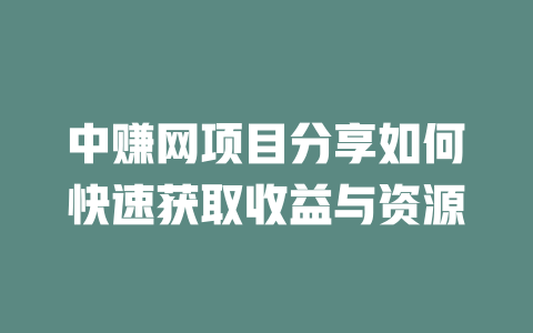 中赚网项目分享如何快速获取收益与资源-小本创业副业项目推荐_零成本在家赚钱项目_中赚网