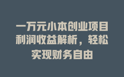 一万元小本创业项目利润收益解析，轻松实现财务自由-小本创业副业项目推荐_零成本在家赚钱项目_中赚网