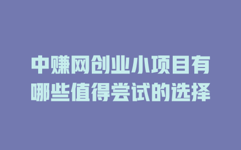 中赚网创业小项目有哪些值得尝试的选择-小本创业副业项目推荐_零成本在家赚钱项目_中赚网