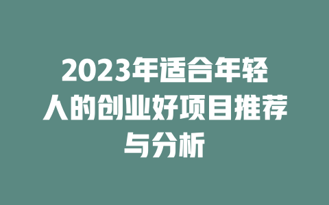 2023年适合年轻人的创业好项目推荐与分析