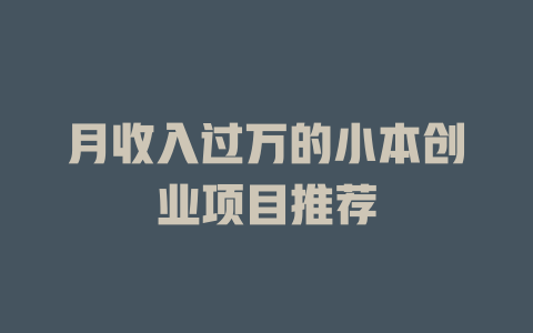 月收入过万的小本创业项目推荐-小本创业副业项目推荐_零成本在家赚钱项目_中赚网