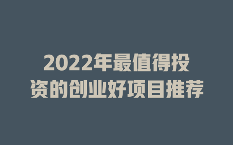 2022年最值得投资的创业好项目推荐-小本创业副业项目推荐_零成本在家赚钱项目_中赚网