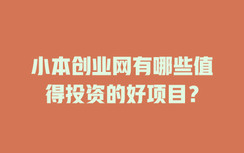小本创业网有哪些值得投资的好项目？-小本创业副业项目推荐_零成本在家赚钱项目_中赚网