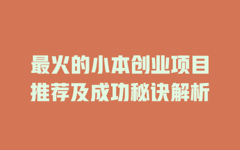 最火的小本创业项目推荐及成功秘诀解析-小本创业副业项目推荐_零成本在家赚钱项目_中赚网