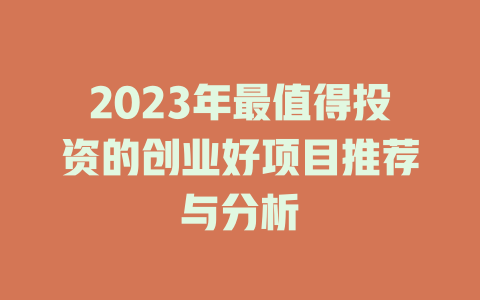 2023年最值得投资的创业好项目推荐与分析-小本创业副业项目推荐_零成本在家赚钱项目_中赚网