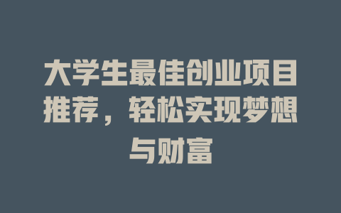大学生最佳创业项目推荐，轻松实现梦想与财富-小本创业副业项目推荐_零成本在家赚钱项目_中赚网