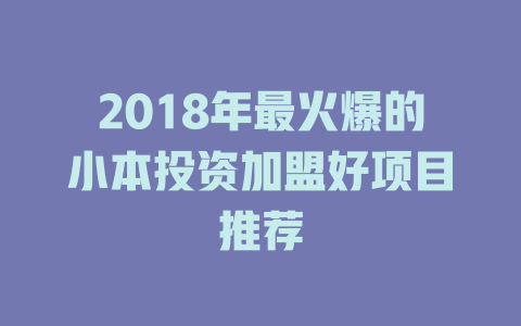 2018年最火爆的小本投资加盟好项目推荐-小本创业副业项目推荐_零成本在家赚钱项目_中赚网