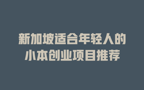 新加坡适合年轻人的小本创业项目推荐-小本创业副业项目推荐_零成本在家赚钱项目_中赚网