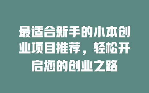 最适合新手的小本创业项目推荐，轻松开启您的创业之路-小本创业副业项目推荐_零成本在家赚钱项目_中赚网