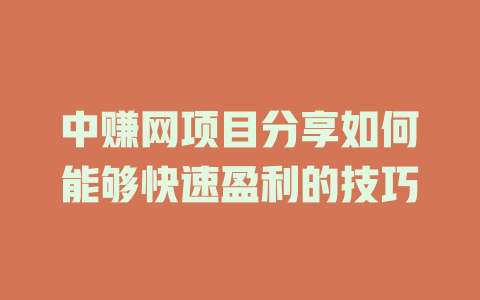 中赚网项目分享如何能够快速盈利的技巧-小本创业副业项目推荐_零成本在家赚钱项目_中赚网