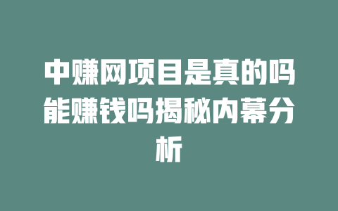中赚网项目是真的吗能赚钱吗揭秘内幕分析-小本创业副业项目推荐_零成本在家赚钱项目_中赚网