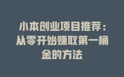小本创业项目推荐：从零开始赚取第一桶金的方法-小本创业副业项目推荐_零成本在家赚钱项目_中赚网