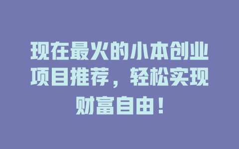 现在最火的小本创业项目推荐，轻松实现财富自由！-小本创业副业项目推荐_零成本在家赚钱项目_中赚网