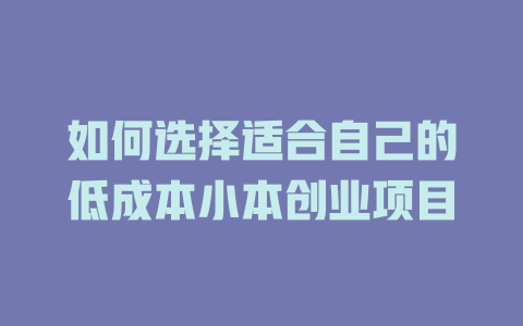如何选择适合自己的低成本小本创业项目-小本创业副业项目推荐_零成本在家赚钱项目_中赚网
