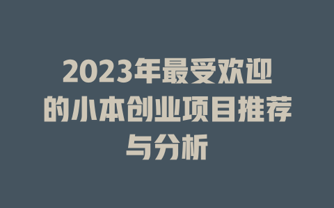 2023年最受欢迎的小本创业项目推荐与分析-小本创业副业项目推荐_零成本在家赚钱项目_中赚网