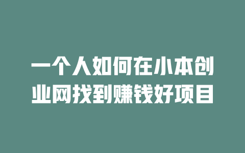 一个人如何在小本创业网找到赚钱好项目-小本创业副业项目推荐_零成本在家赚钱项目_中赚网