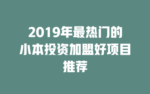 2019年最热门的小本投资加盟好项目推荐-小本创业副业项目推荐_零成本在家赚钱项目_中赚网