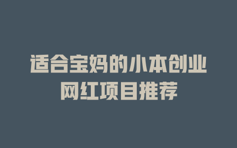 适合宝妈的小本创业网红项目推荐-小本创业副业项目推荐_零成本在家赚钱项目_中赚网