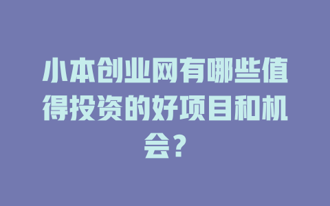 小本创业网有哪些值得投资的好项目和机会？-小本创业副业项目推荐_零成本在家赚钱项目_中赚网