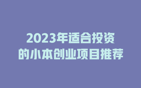 2023年适合投资的小本创业项目推荐-小本创业副业项目推荐_零成本在家赚钱项目_中赚网