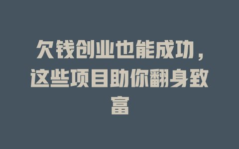 欠钱创业也能成功,这些项目助你翻身致富