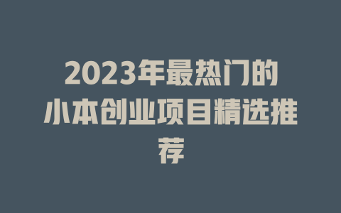 2023年最热门的小本创业项目精选推荐-小本创业副业项目推荐_零成本在家赚钱项目_中赚网