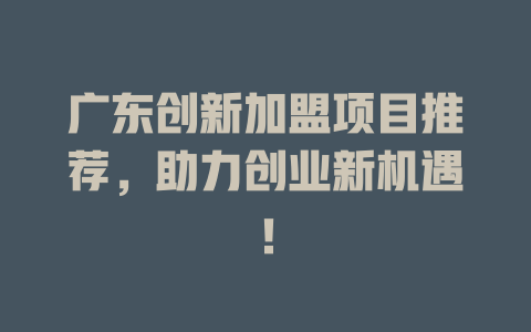广东创新加盟项目推荐，助力创业新机遇！-小本创业副业项目推荐_零成本在家赚钱项目_中赚网