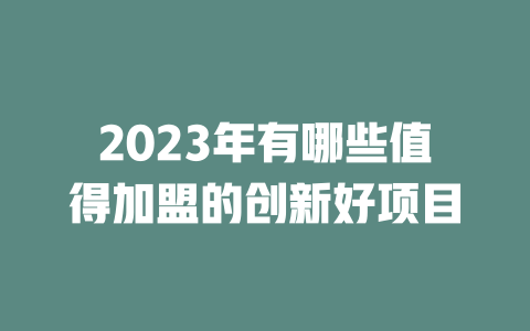 2023年有哪些值得加盟的创新好项目-小本创业副业项目推荐_零成本在家赚钱项目_中赚网