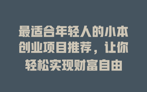 最适合年轻人的小本创业项目推荐，让你轻松实现财富自由-小本创业副业项目推荐_零成本在家赚钱项目_中赚网