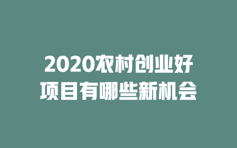 2020农村创业好项目有哪些新机会-小本创业副业项目推荐_零成本在家赚钱项目_中赚网