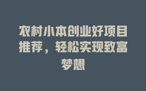 农村小本创业好项目推荐，轻松实现致富梦想-小本创业副业项目推荐_零成本在家赚钱项目_中赚网