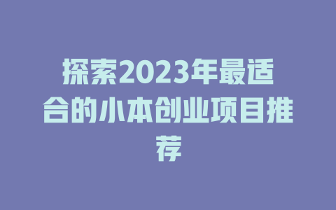 探索2023年最适合的小本创业项目推荐-小本创业副业项目推荐_零成本在家赚钱项目_中赚网