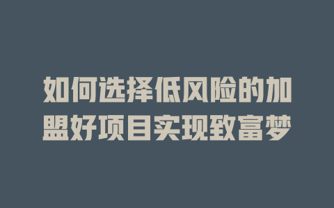 如何选择低风险的加盟好项目实现致富梦-小本创业副业项目推荐_零成本在家赚钱项目_中赚网