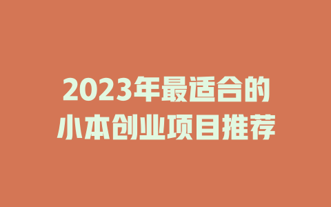 2023年最适合的小本创业项目推荐-小本创业副业项目推荐_零成本在家赚钱项目_中赚网