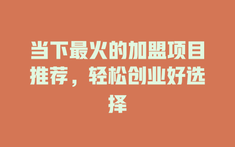 当下最火的加盟项目推荐，轻松创业好选择-小本创业副业项目推荐_零成本在家赚钱项目_中赚网