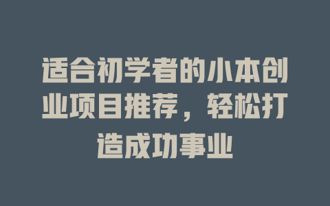 适合初学者的小本创业项目推荐,轻松打造成功事业-小本创业副业项目推荐_零成本在家赚钱项目_中赚网