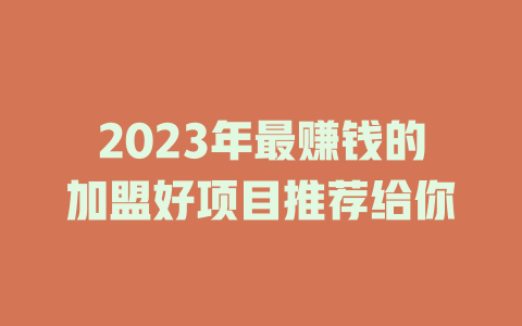 2023年最赚钱的加盟好项目推荐给你-小本创业副业项目推荐_零成本在家赚钱项目_中赚网