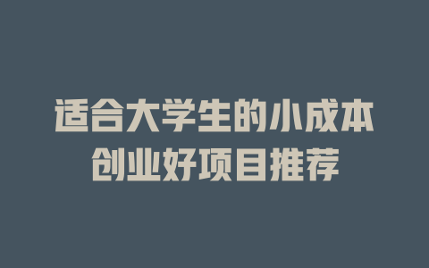 适合大学生的小成本创业好项目推荐