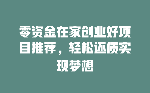 零资金在家创业好项目推荐，轻松还债实现梦想-小本创业副业项目推荐_零成本在家赚钱项目_中赚网