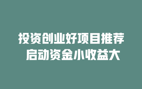 投资创业好项目推荐 启动资金小收益大-小本创业副业项目推荐_零成本在家赚钱项目_中赚网